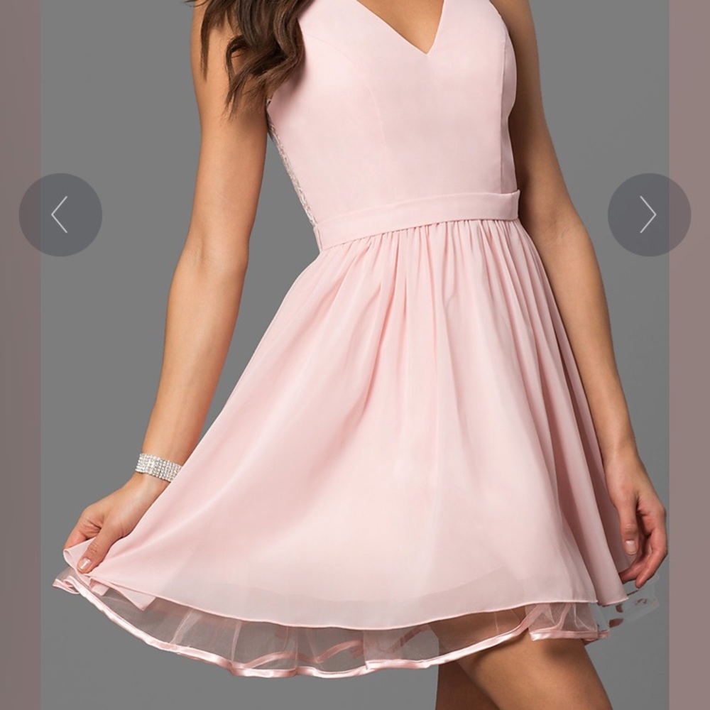 Light pink Short Chiffon Dress with Lace Racerback